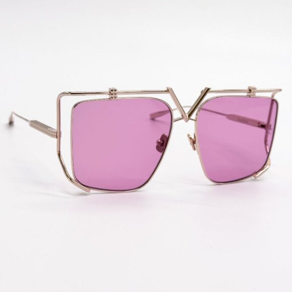 Auth New Valentino V-Light Gold Pink Oversized Sunglasses VLS116-C Celebrity - Picture 2 of 8